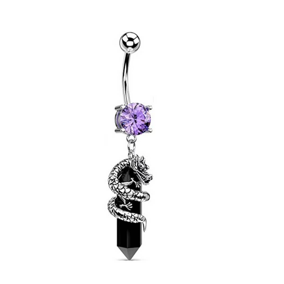 3D Dragon Claw Natural Stone Belly Button Ring_CWMM9473