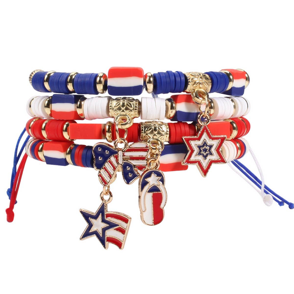 CWAJE05715_PATRIOTIC USA FLAG RED WHITE BLUE WOVEN BRACELET