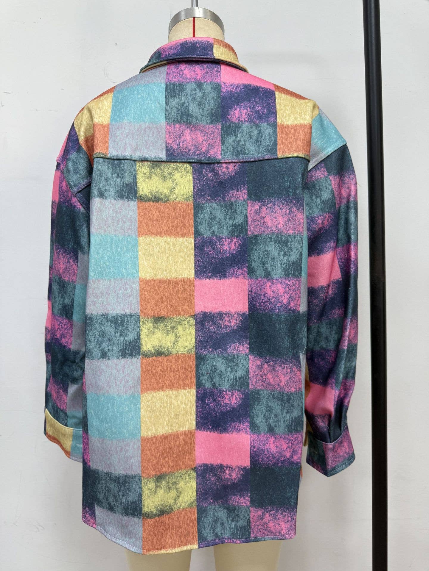 Tweed color-blocked fashionable shirt jacket