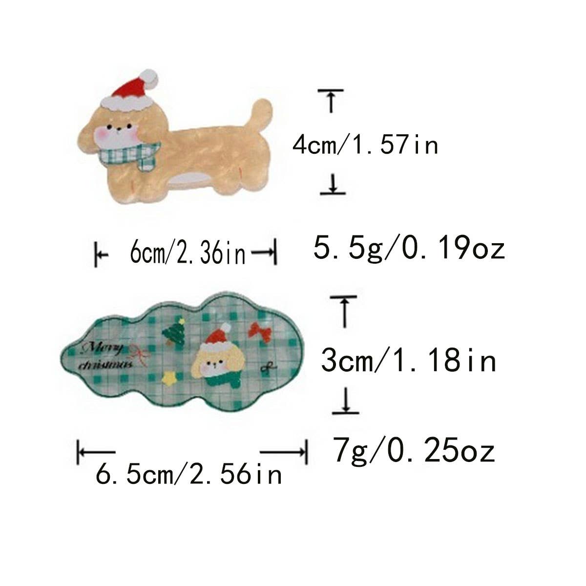 CWAHA07722_CHRISTMAS CARTOON CAT DOG ACRYLIC HAIR CLIP