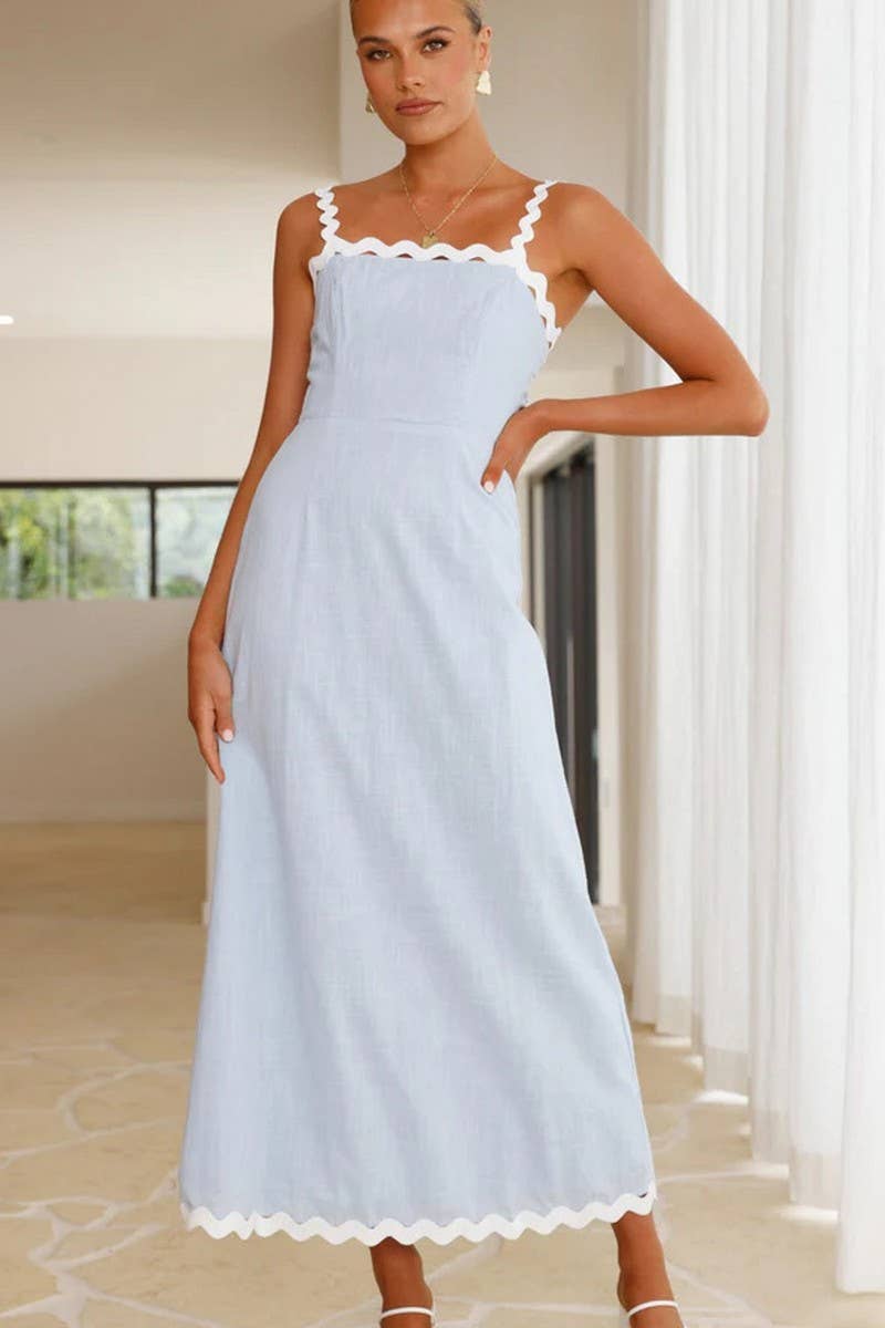 CWDMD5215_SOLID LACE TRIM SLIM FIT MAXI CAMI DRESS