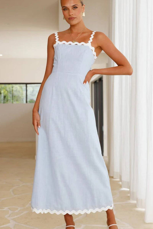 CWDMD5215_SOLID LACE TRIM SLIM FIT MAXI CAMI DRESS