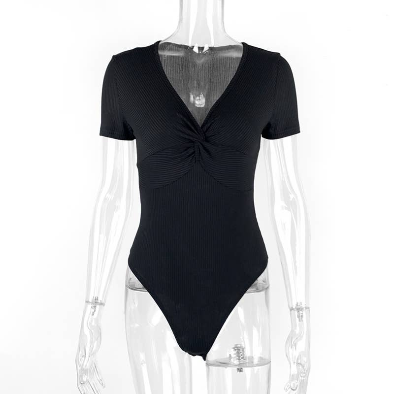 SLIM-FIT KINK SHORT SLEEVE PIT STRIP JUMPSUIT