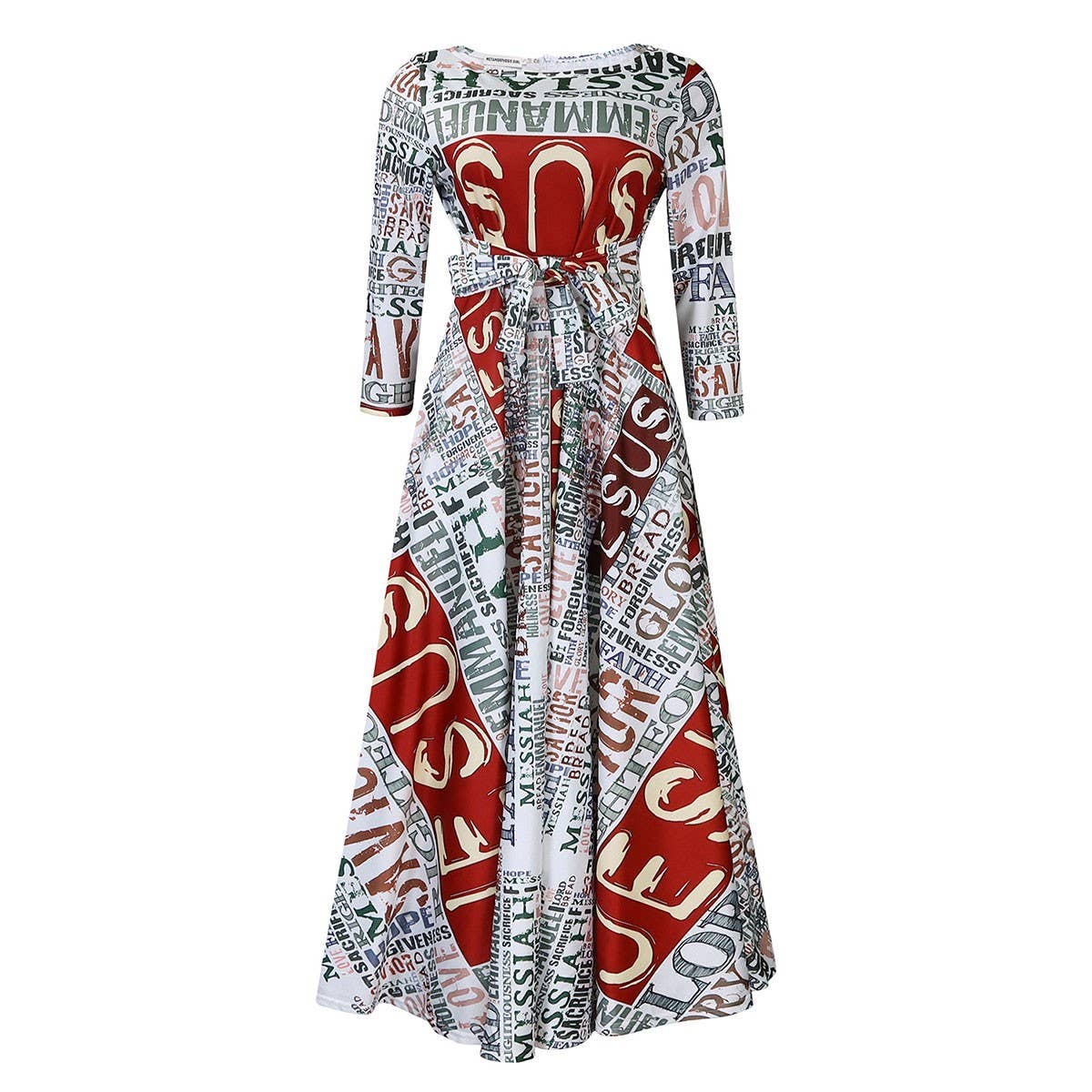 FASHIONABLE PRINTED LACE-UP OVERSIZED DRESS