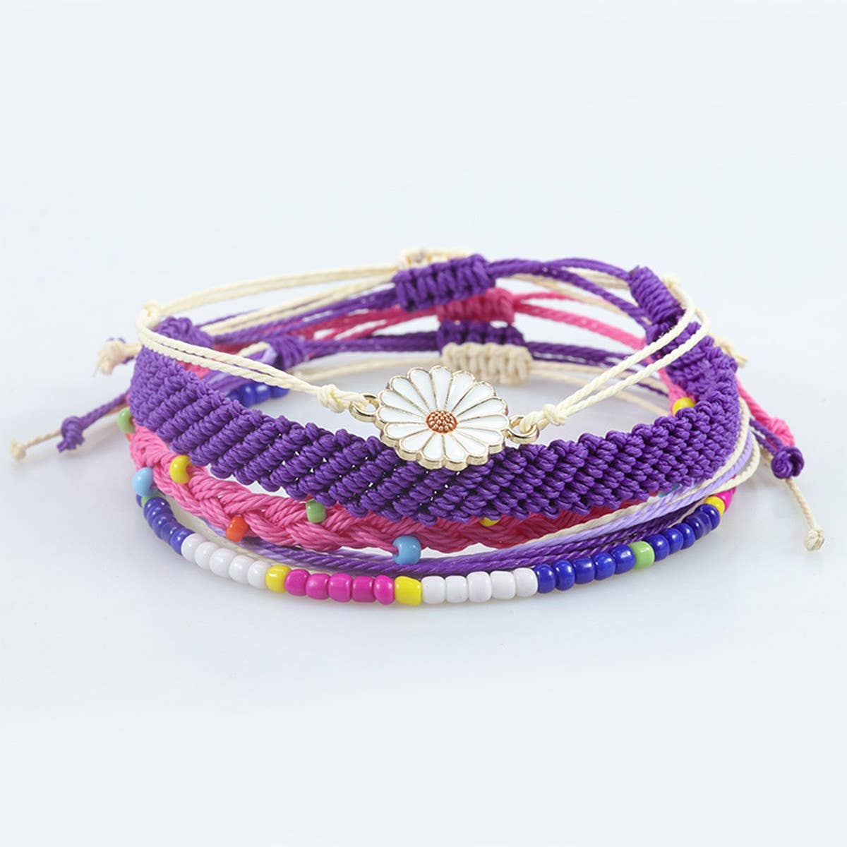 SUNFLOWER DAISY MIXED COLOR WOVEN BRACELET
