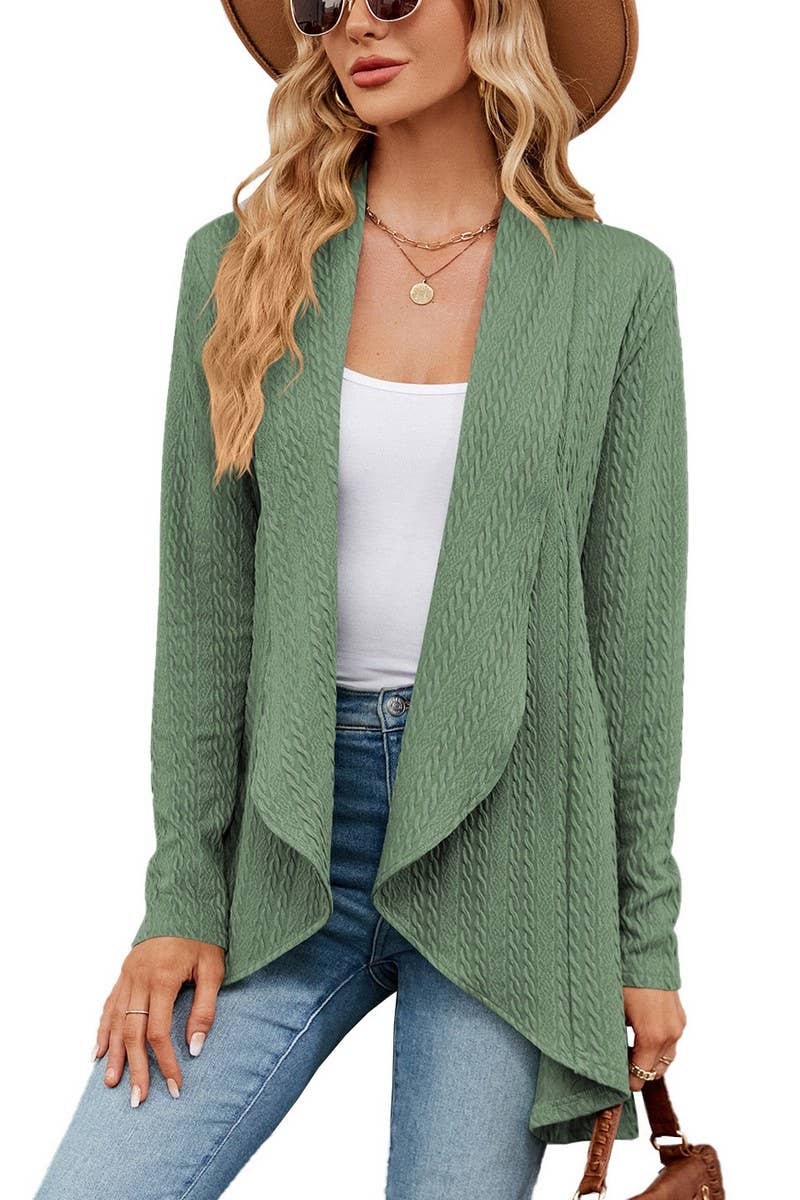 CWOCAL1936_LONG-SLEEVED SOLID COLOR LOOSE KNITTED CARDIGAN