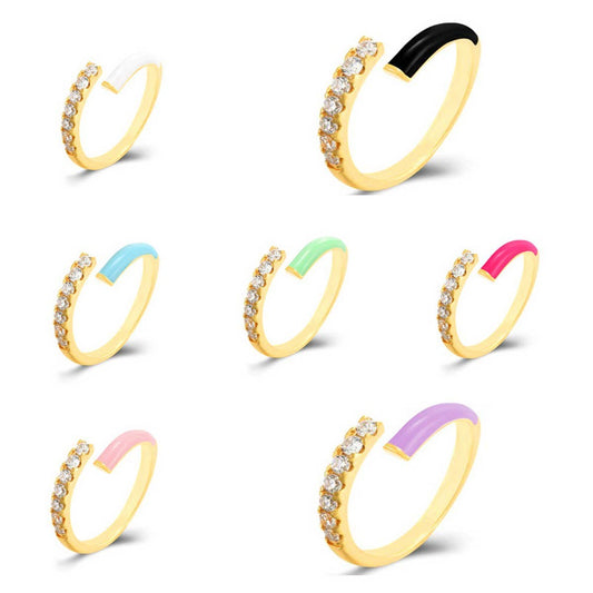 DOUBLE LAYER COLOR OIL DROP OPEN RING