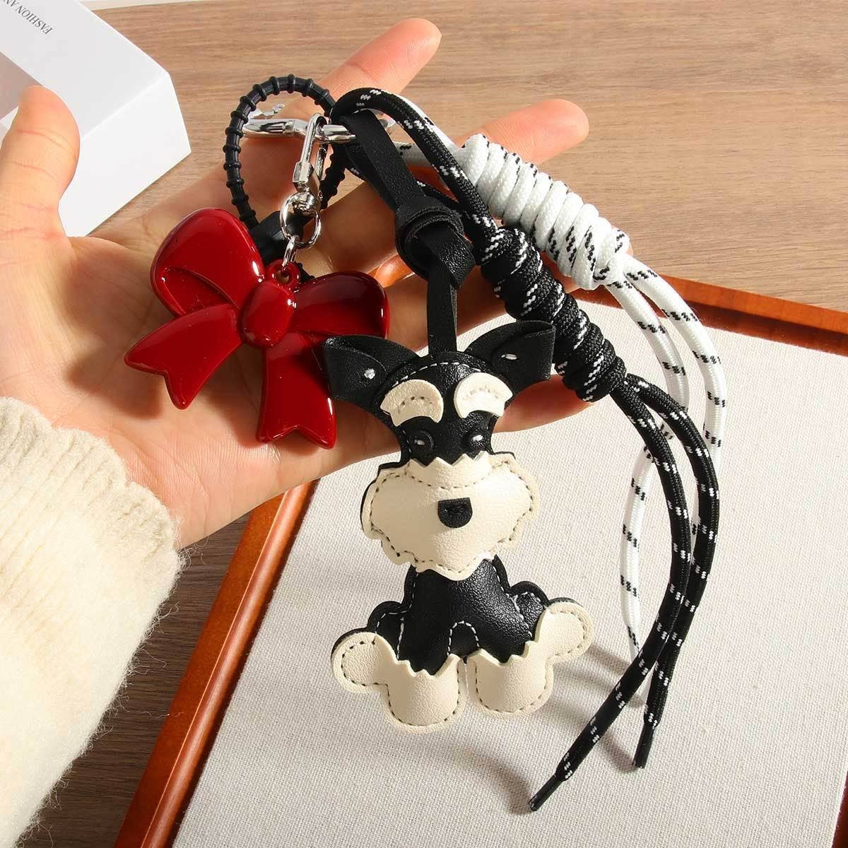 Elegant Dog Bow Charm with Braided Strap