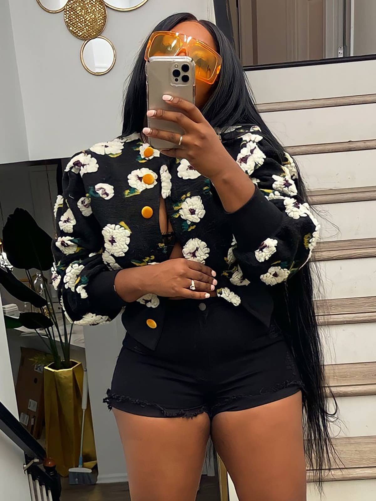 VINTAGE THREE-DIMENSIONAL FLOWER LOOSE CARDIGAN