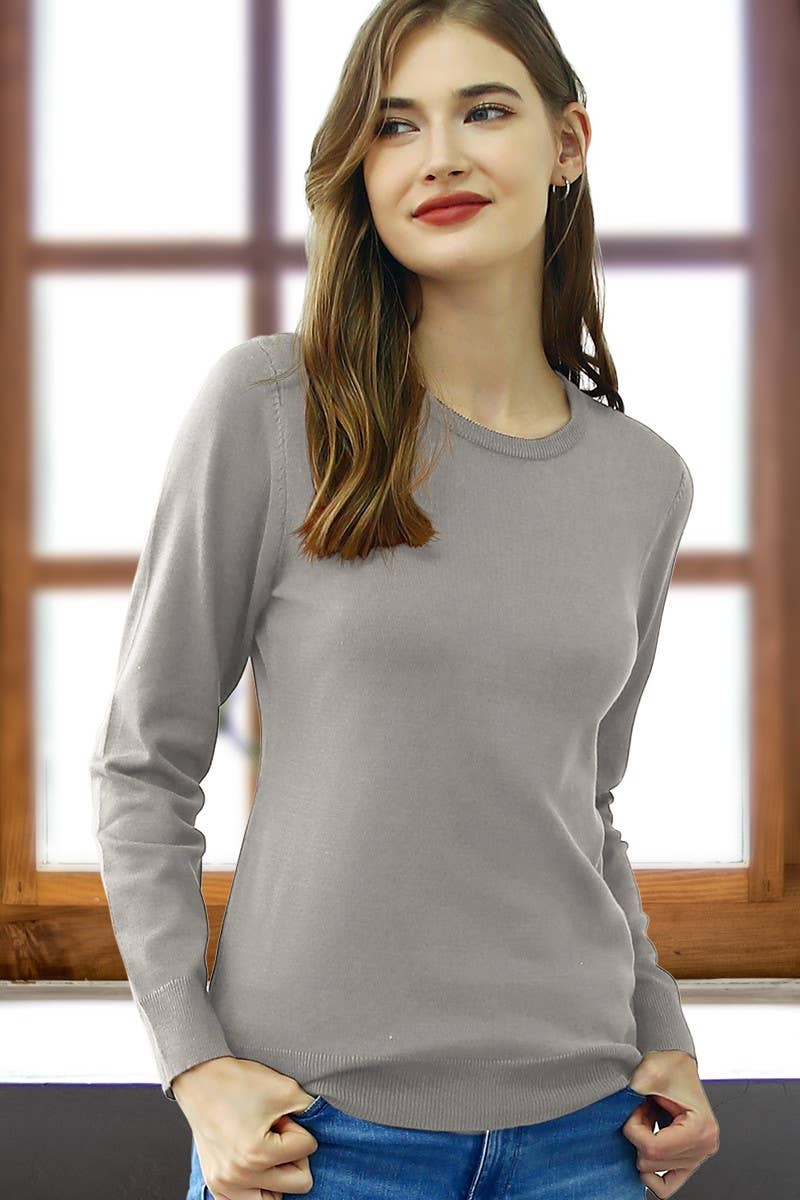 AWOSWL283_LONG SLEEVE CREW NECK PULLOVER SWEATER
