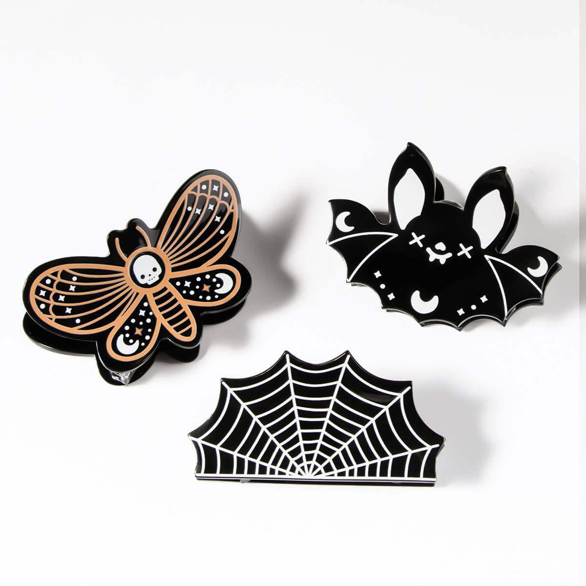Halloween Acrylic Hair Claw ??Spider & Bat Design_CWAHA1446
