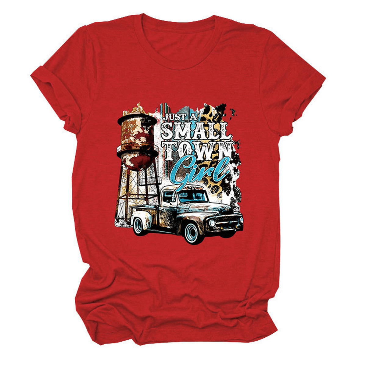 Just a Small Town Girl Print T-Shirt ??Loose Fit_CWTTS1525
