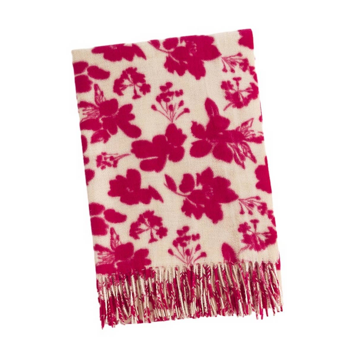 Rose Print Faux Cashmere Scarf for Women - Winter