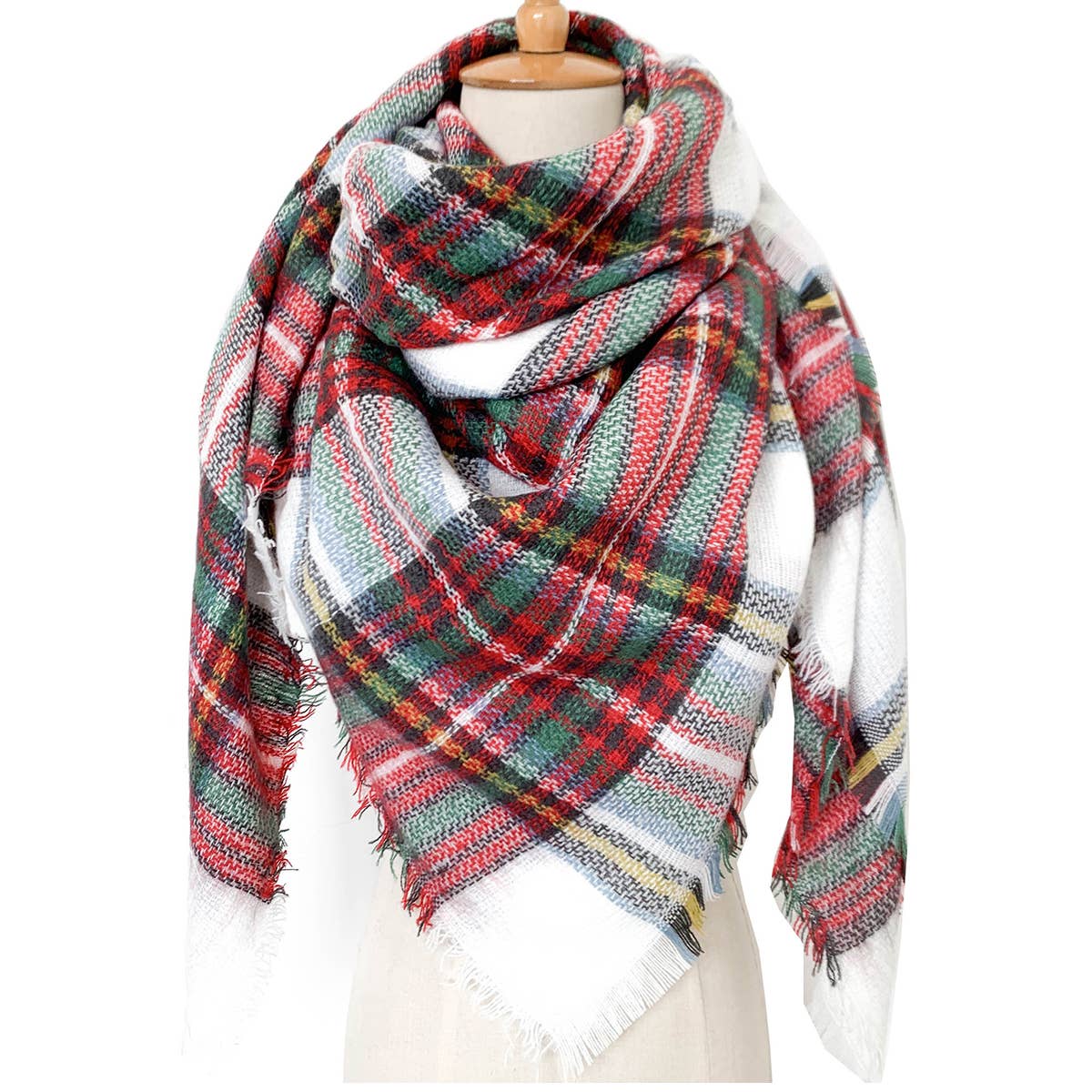 SOFT CHUNKY CHECKED GIANT SCARVES SHAWL CAPE_CWASC0107