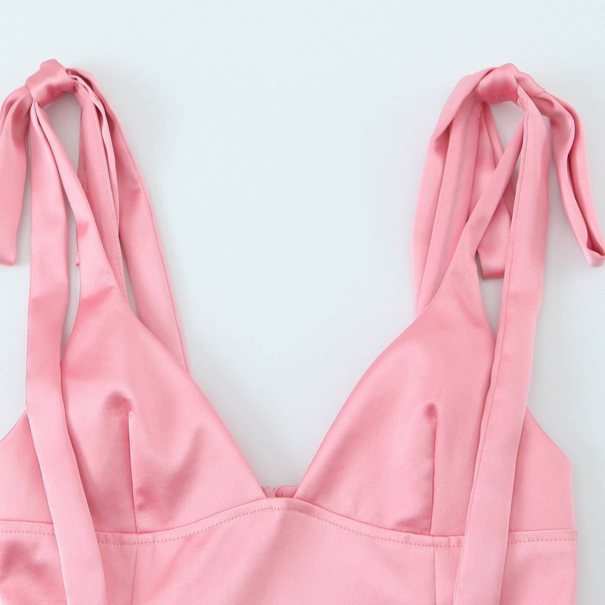 Sweet Style Satin Cami Top with Bow Detail