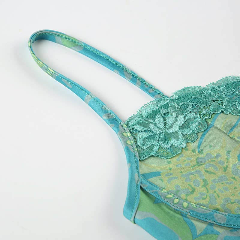 Vintage lace patchwork adjustable straps camisole