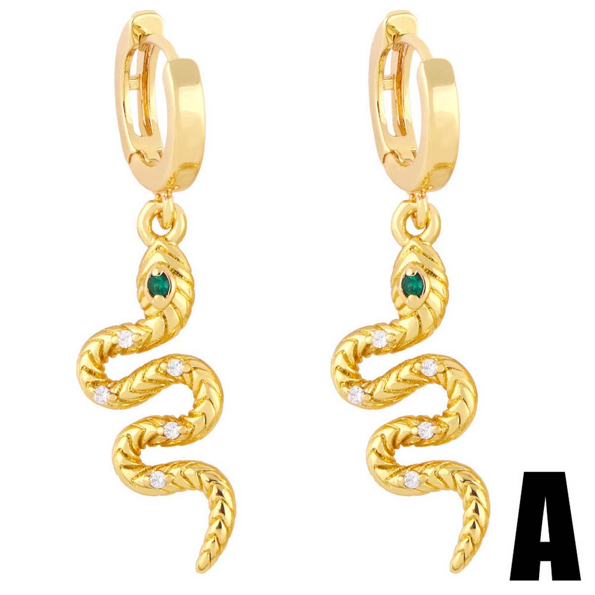 INLAID ZIRCON SNAKE SHAPED PENDANT EARRINGS