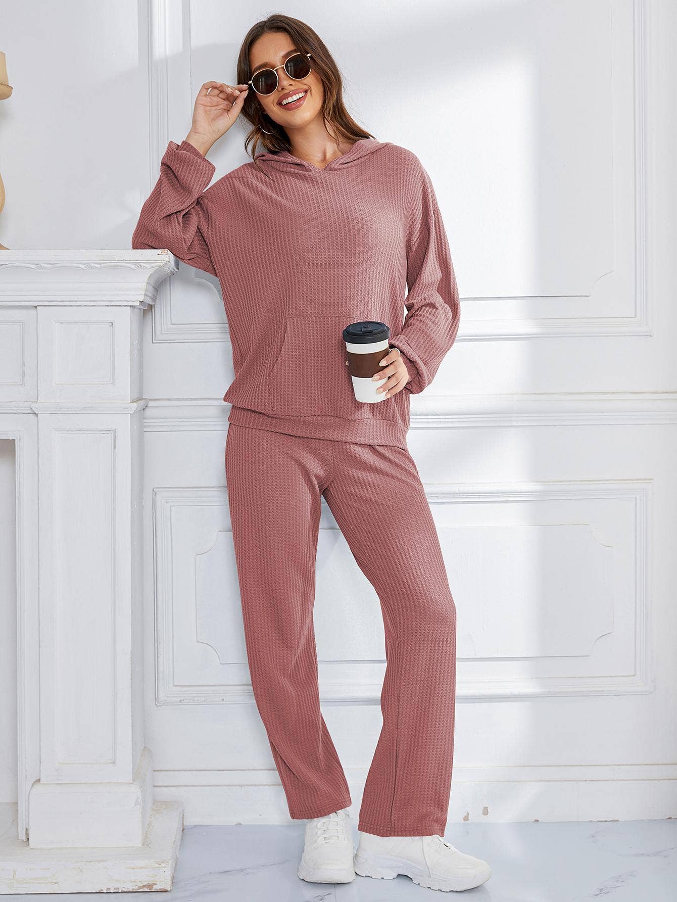 WAFFLE TWO-PIECE LONG SLEEVED PANTS