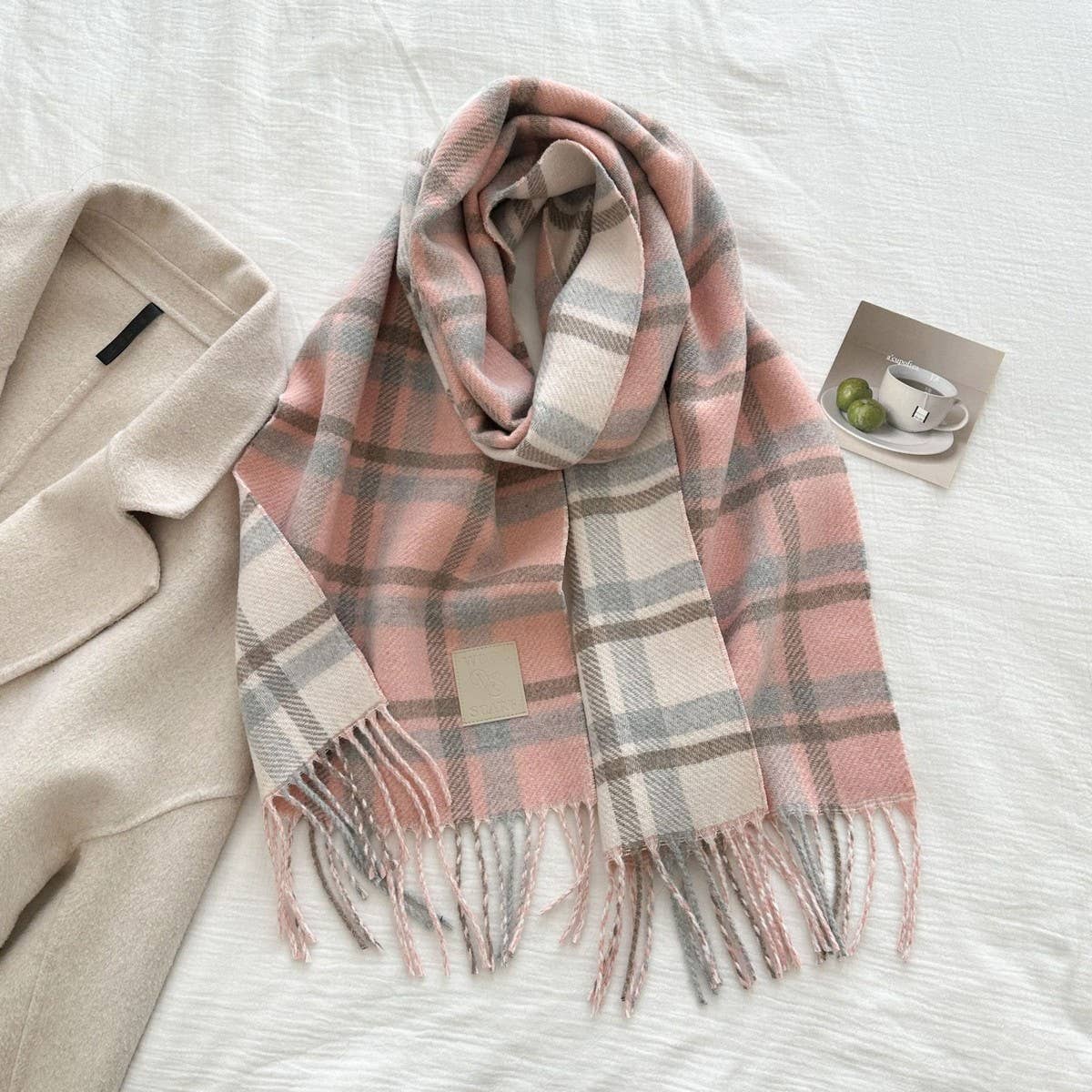 CWASC03136_PLAID WOOL TASSEL SCARF WINTER WARM SHAWL