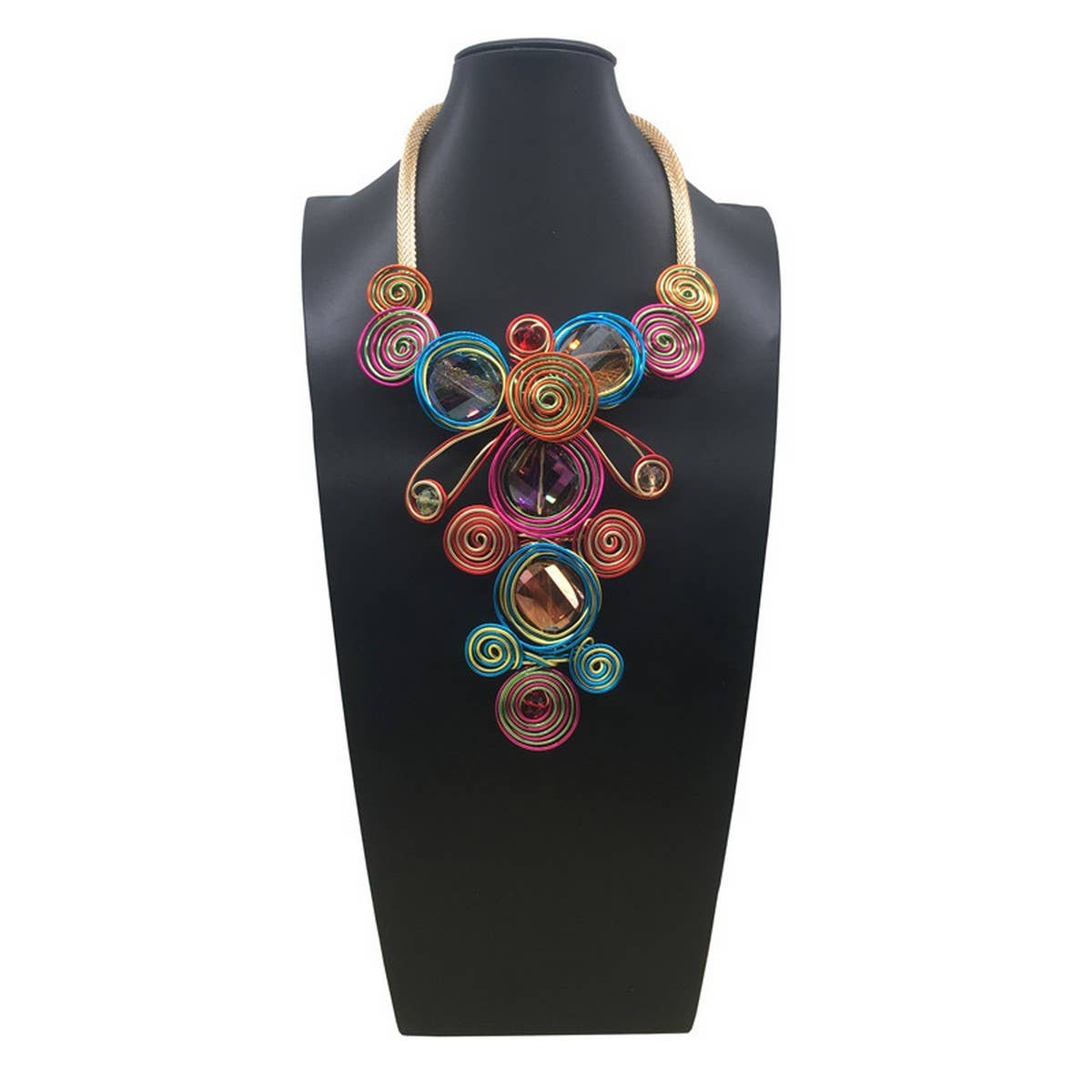 FASHION CRYSTAL ALUMINUM NECKLACE EARRINGS SET_CWMM4963