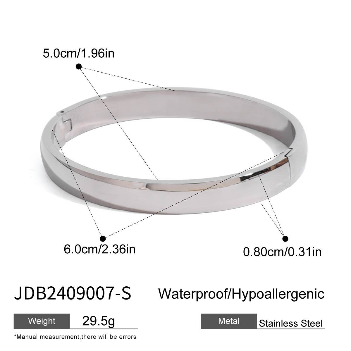 Stainless Steel Curved Clasp Bangle, Sleek Style_CWAJE4661