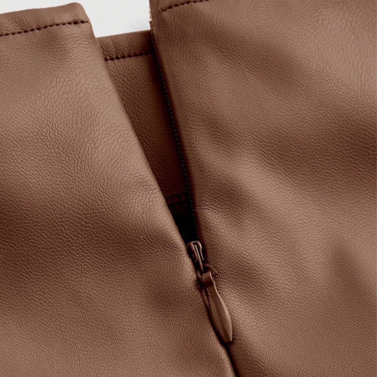 HIGH WAIST ZIPPER HIP SKIRT PU LEATHER SKIRT