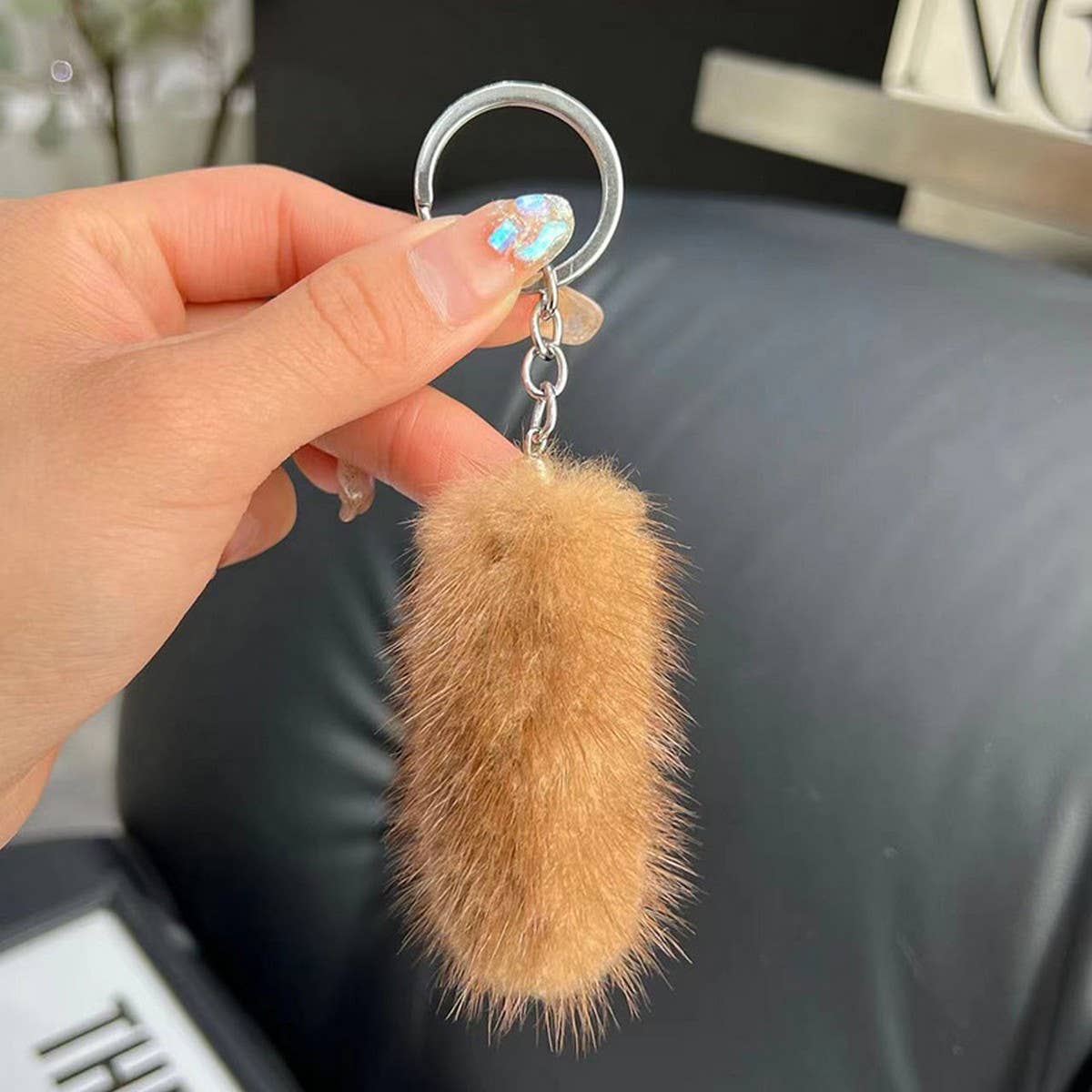 MINI CUTE PLUSH TAIL CAR KEYCHAIN BAG PENDANT