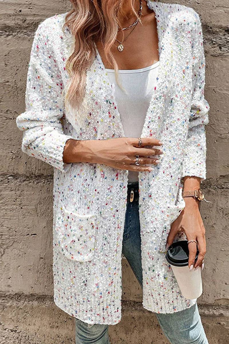 LONG KNIT CARDIGAN WITH LOOSE LONG SLEEVE POCKETS