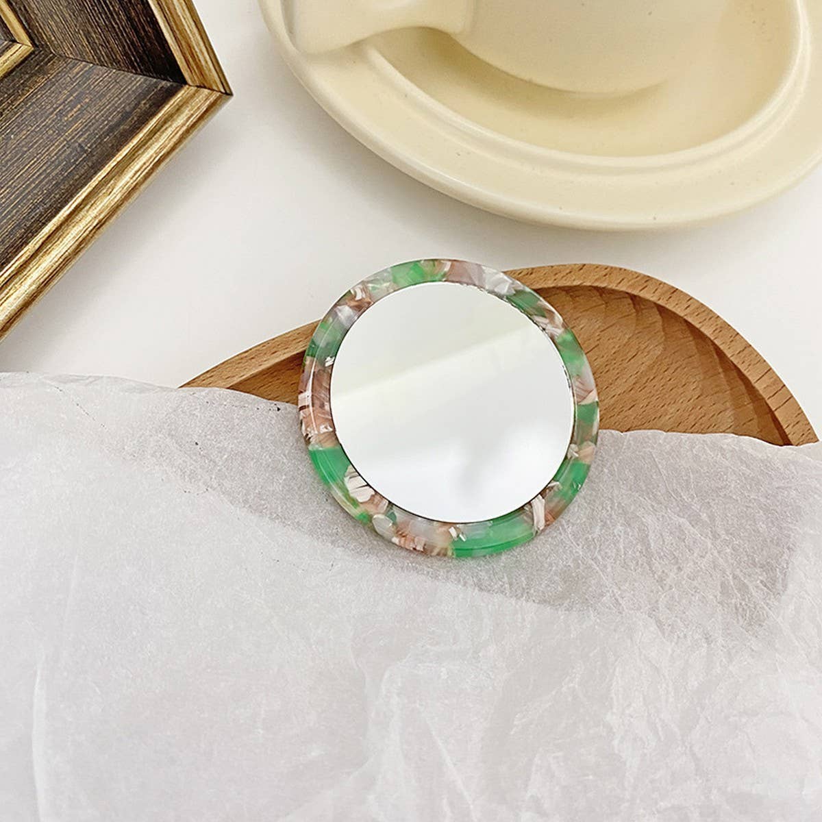 Simple Acetate Compact Mirror Travel Makeup Mirror