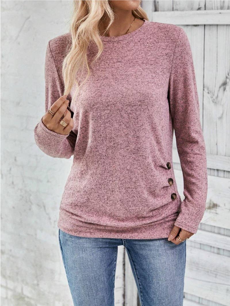 SOLID COLOR LONG-SLEEVED CUT-OUT CASUAL SHIRT