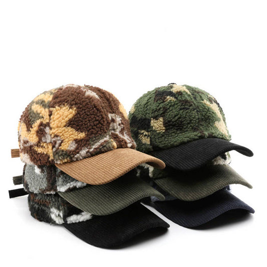 Winter Colorblock Fleece Camo Baseball Cap_CWAH2171