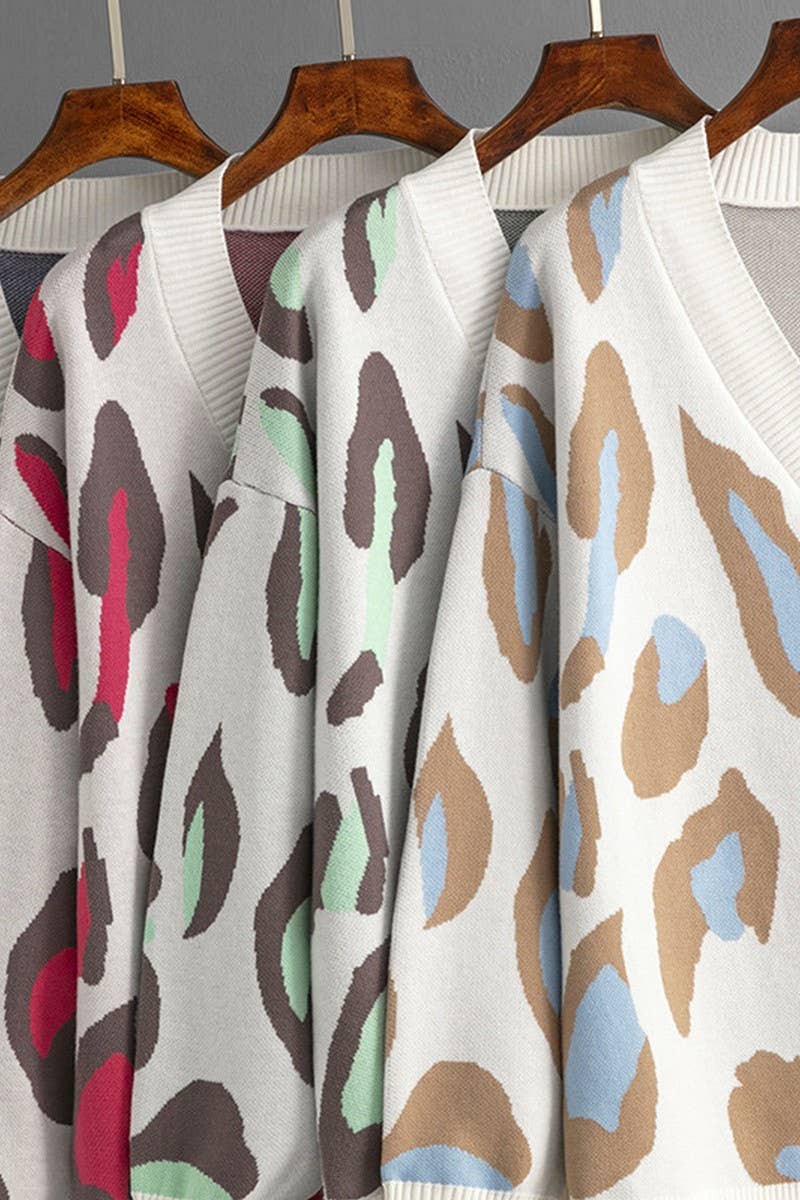 CWOCAL00667_COLORFUL LEOPARD JACQUARD LOOSE CARDIGAN