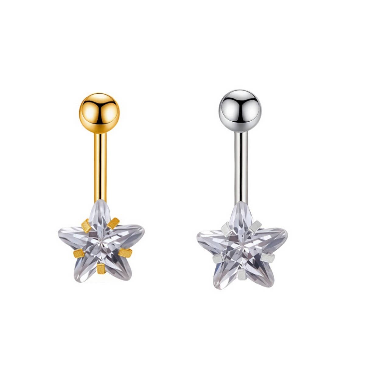 Titanium Star Zircon Belly Button Ring