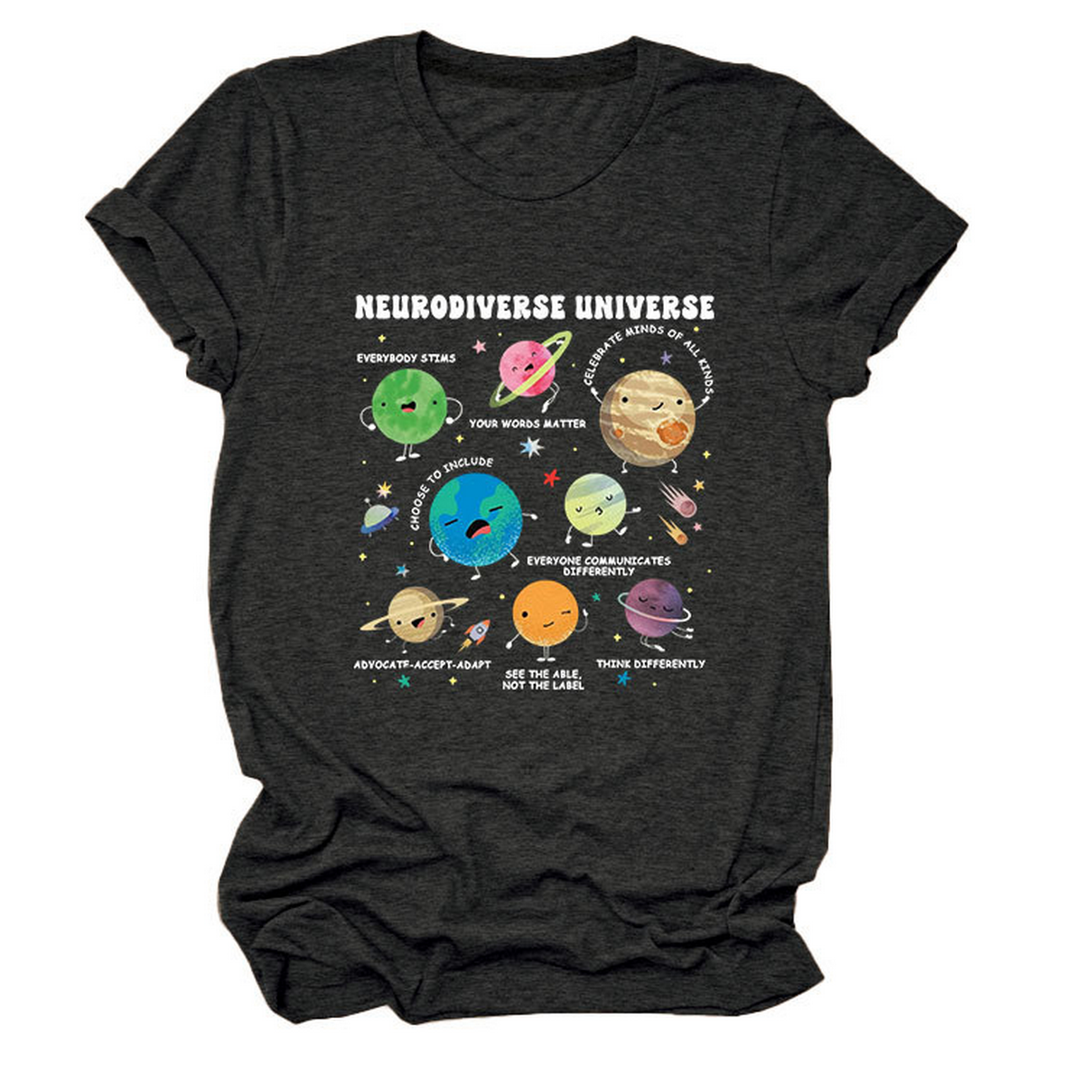Casual Cute Tee ??Neurodiverse Universe Design_CWTTSL0513