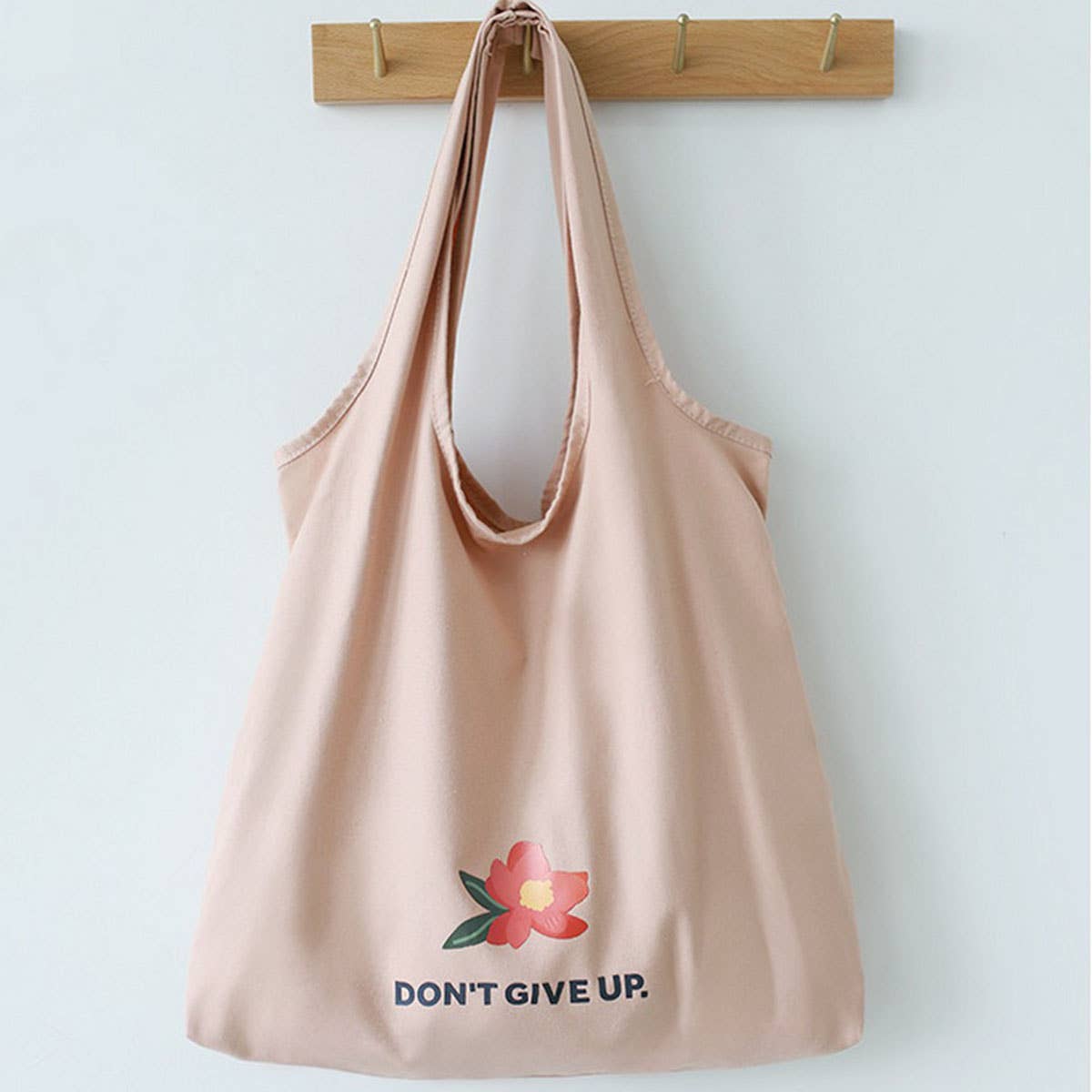 Floral Cotton Canvas Tote Bag with Wide Strap_CWAB5657