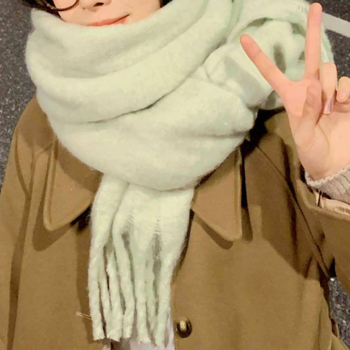 Thick Mohair Scarf - Winter Tassel Wrap for Women