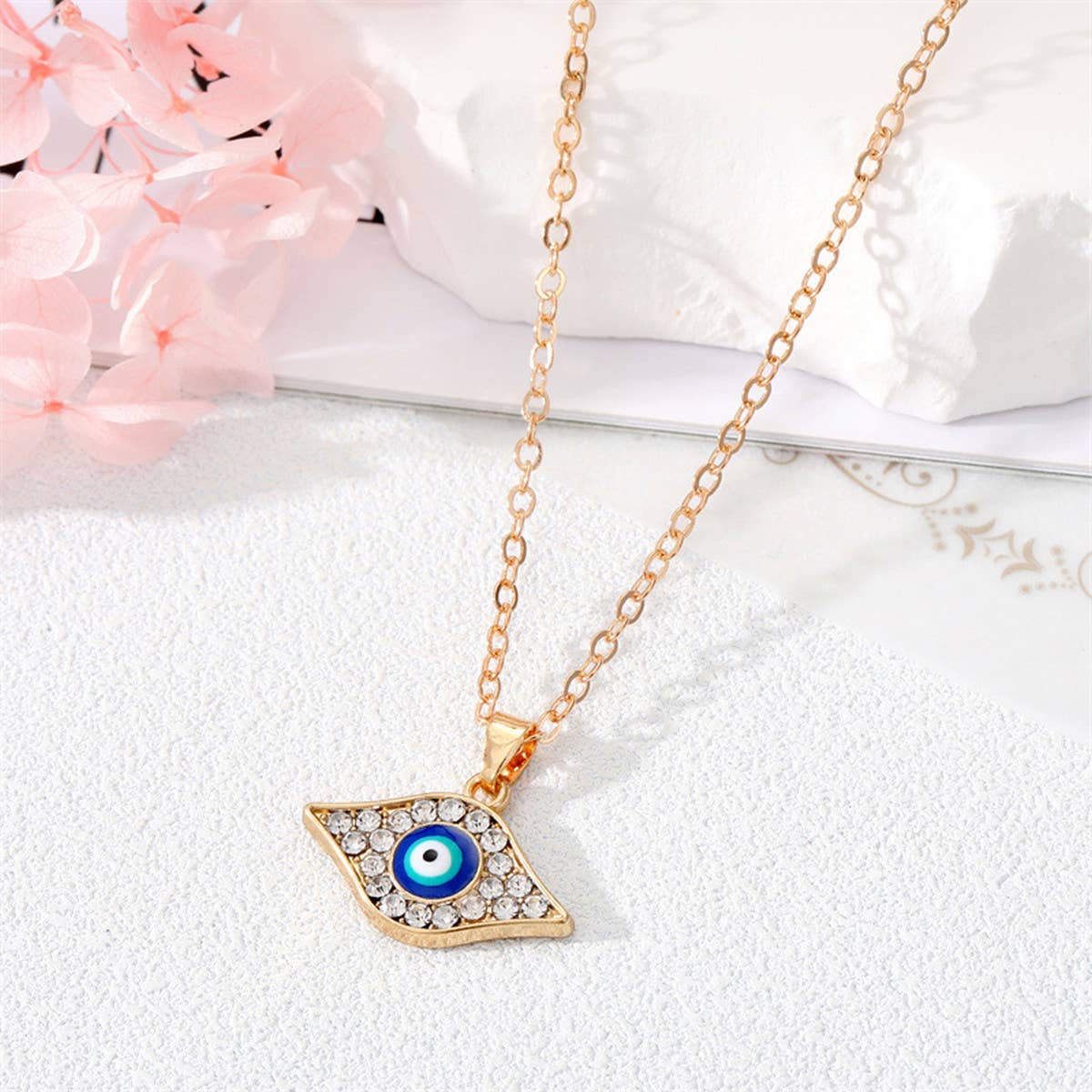 FASHIONABLE EVIL EYE DIAMOND NECKLACE