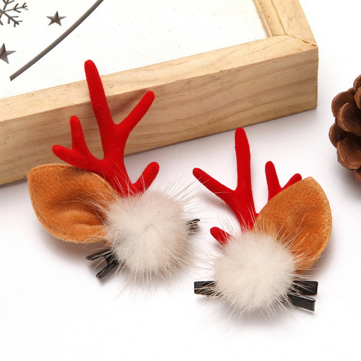 CHRISTMAS CUTE ELK ANTLER HEAD ORNAMENT HAIRPIN