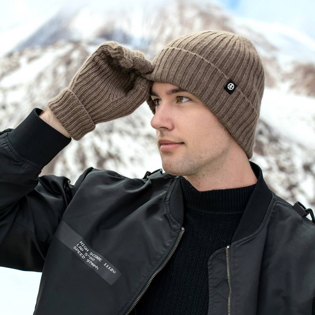 WINTER KNITTED TOUCH SCREEN WINDPROOF WARM SUIT