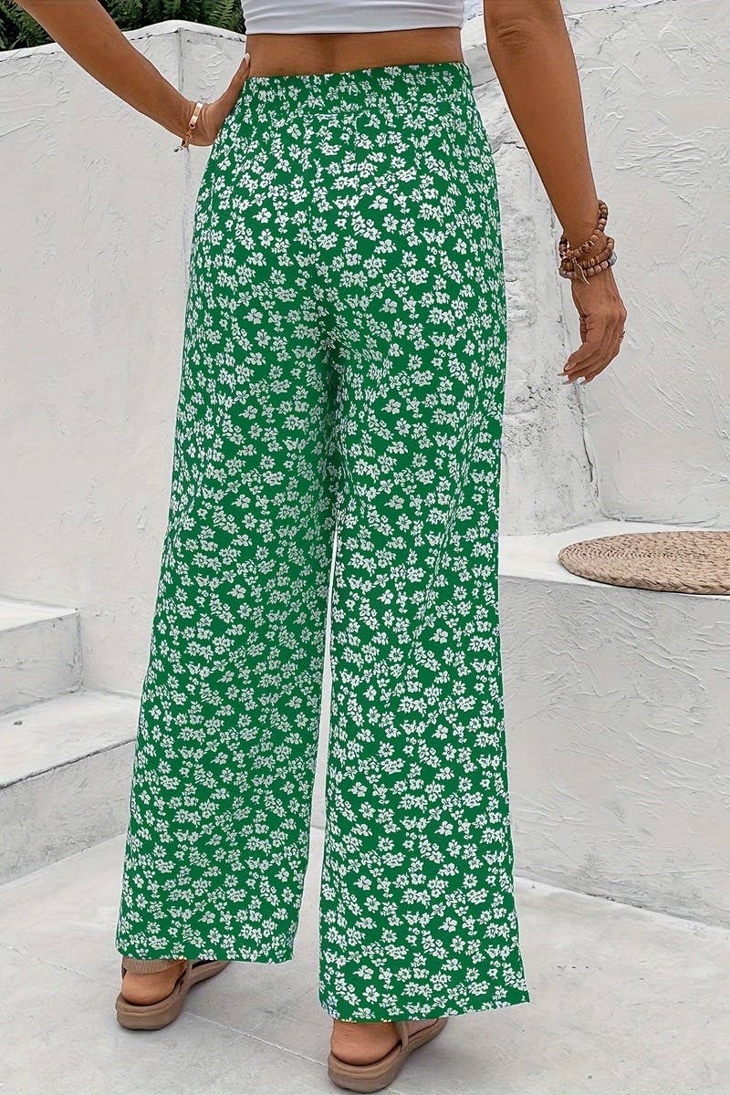 CWBLP1128_HIGH-WAISTED FLORAL LOOSE WIDE-LEG PANTS