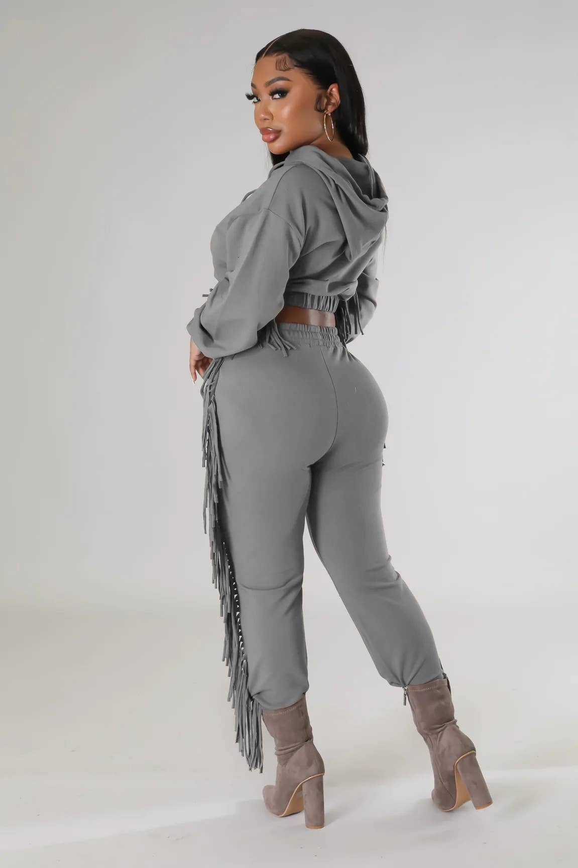 MIDRIFF HOODIE FASHION TWO-PIECE LEGGINGS