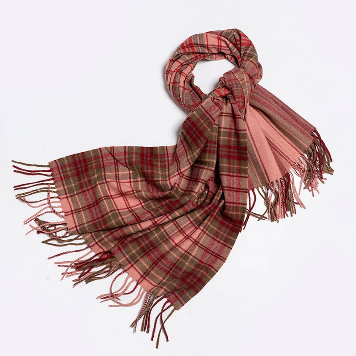 Melange Check Wool Scarf Double-Sided Shawl Unisex