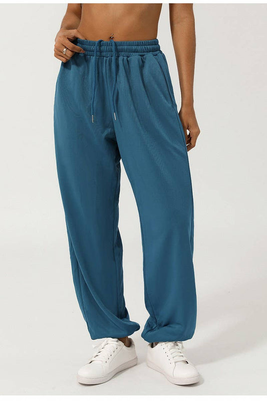 CWBLP1233_SOLID HIGH WAIST DRAWSTRING SWEATPANTS
