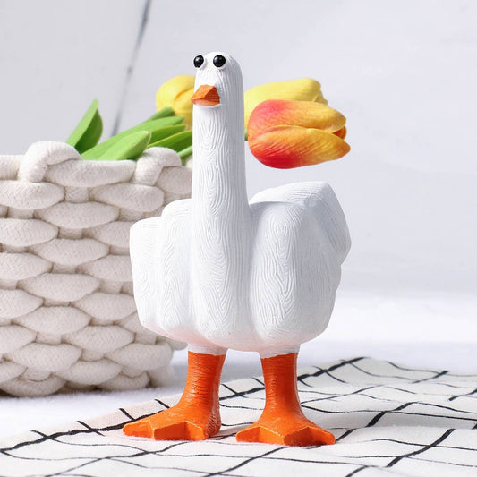Creative Middle Finger Duck Resin Garden Decor_CWMM9903