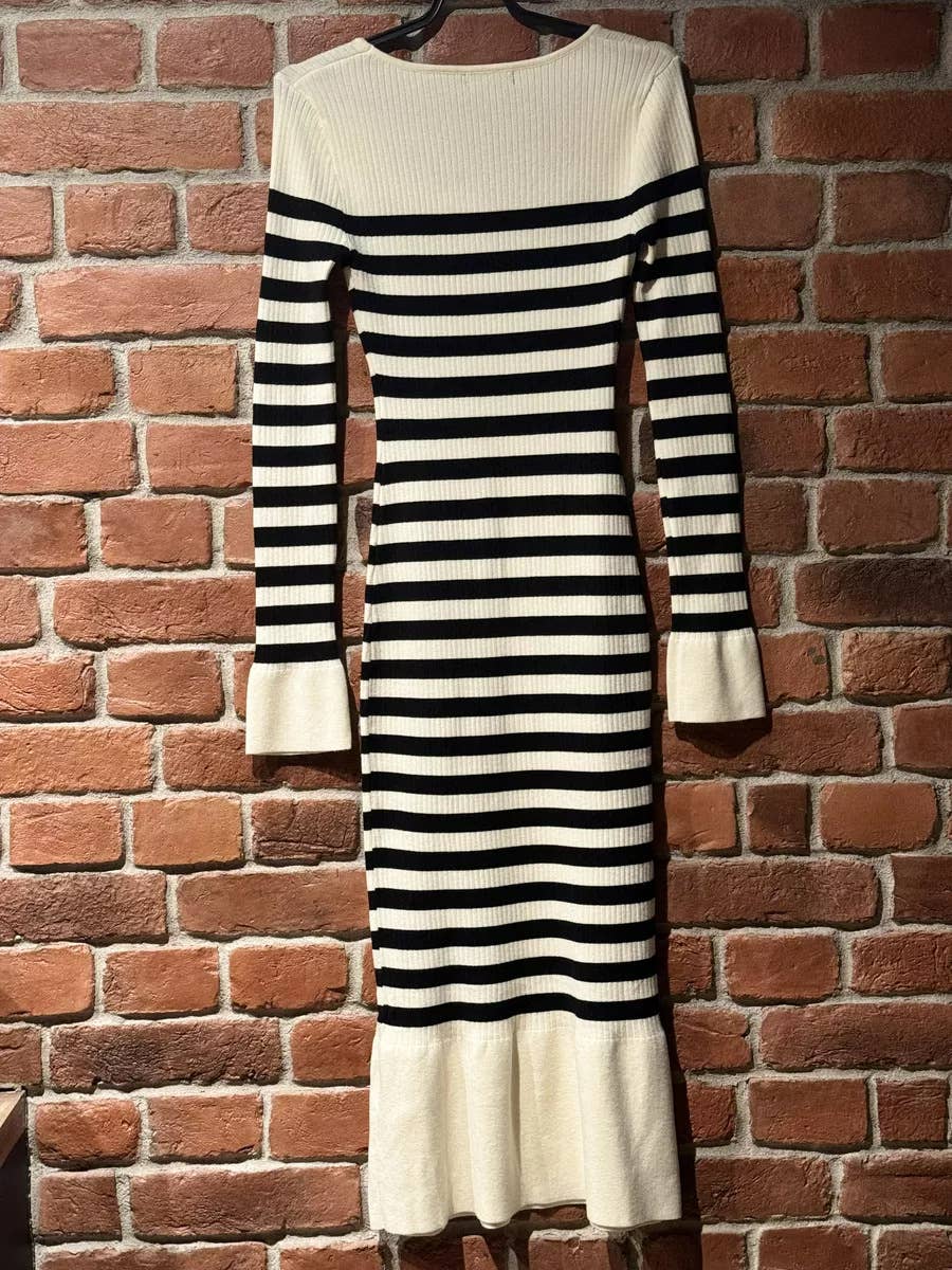 RETRO FASHION SQUARE COLLAR CASUAL SLIM-FIT DRESS