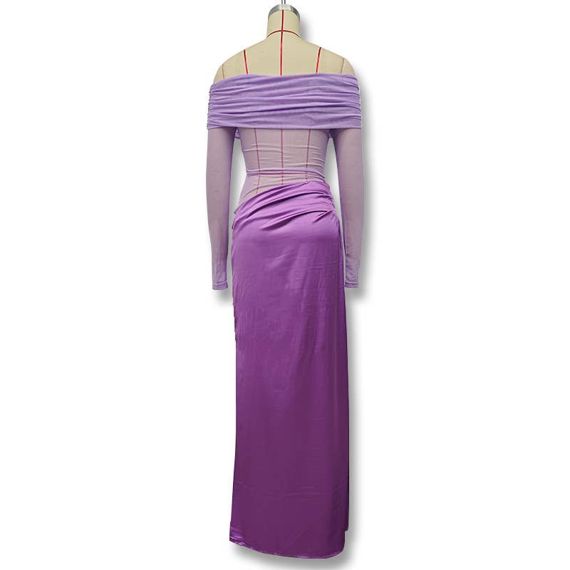 One-shoulder see-through mesh dress