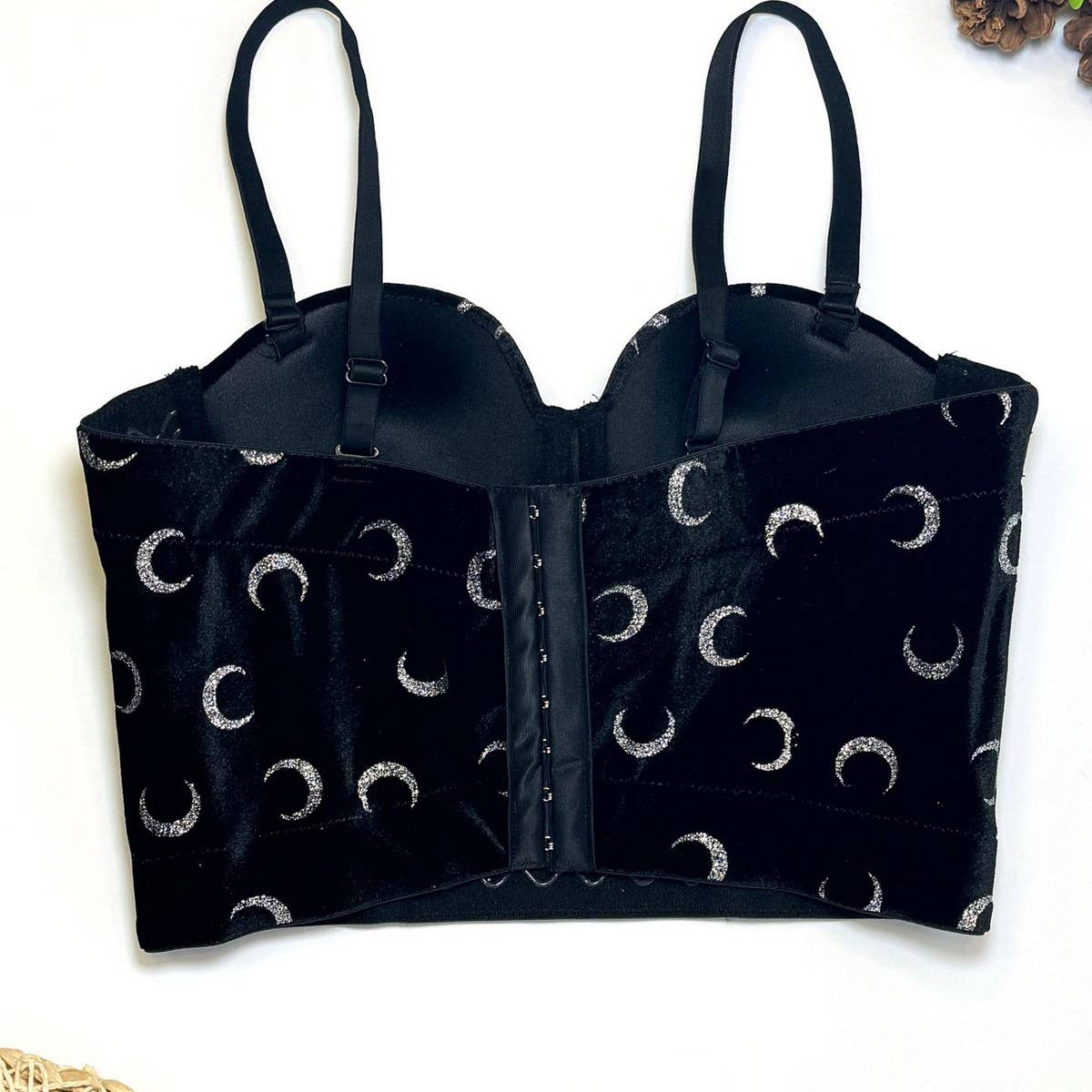 BLACK VELVET PRINTED PREMIUM HERRINGBONE CORSET_CWMM4234