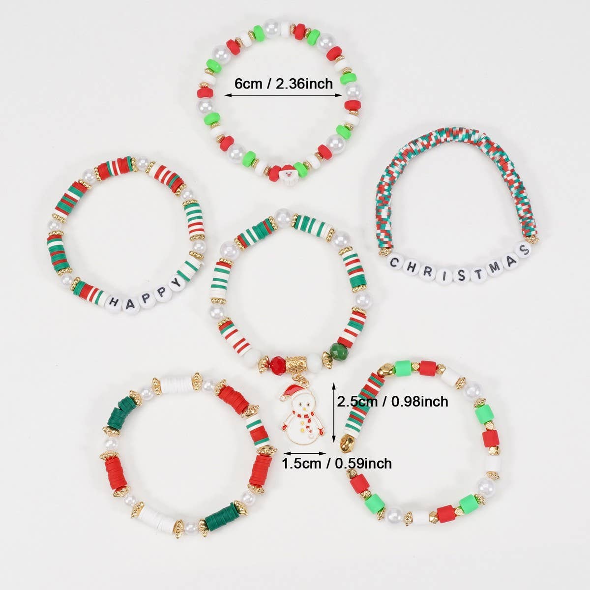 CWAJE05702_CHRISTMAS SNOWMAN TREE REINDEER CHARM BRACELET