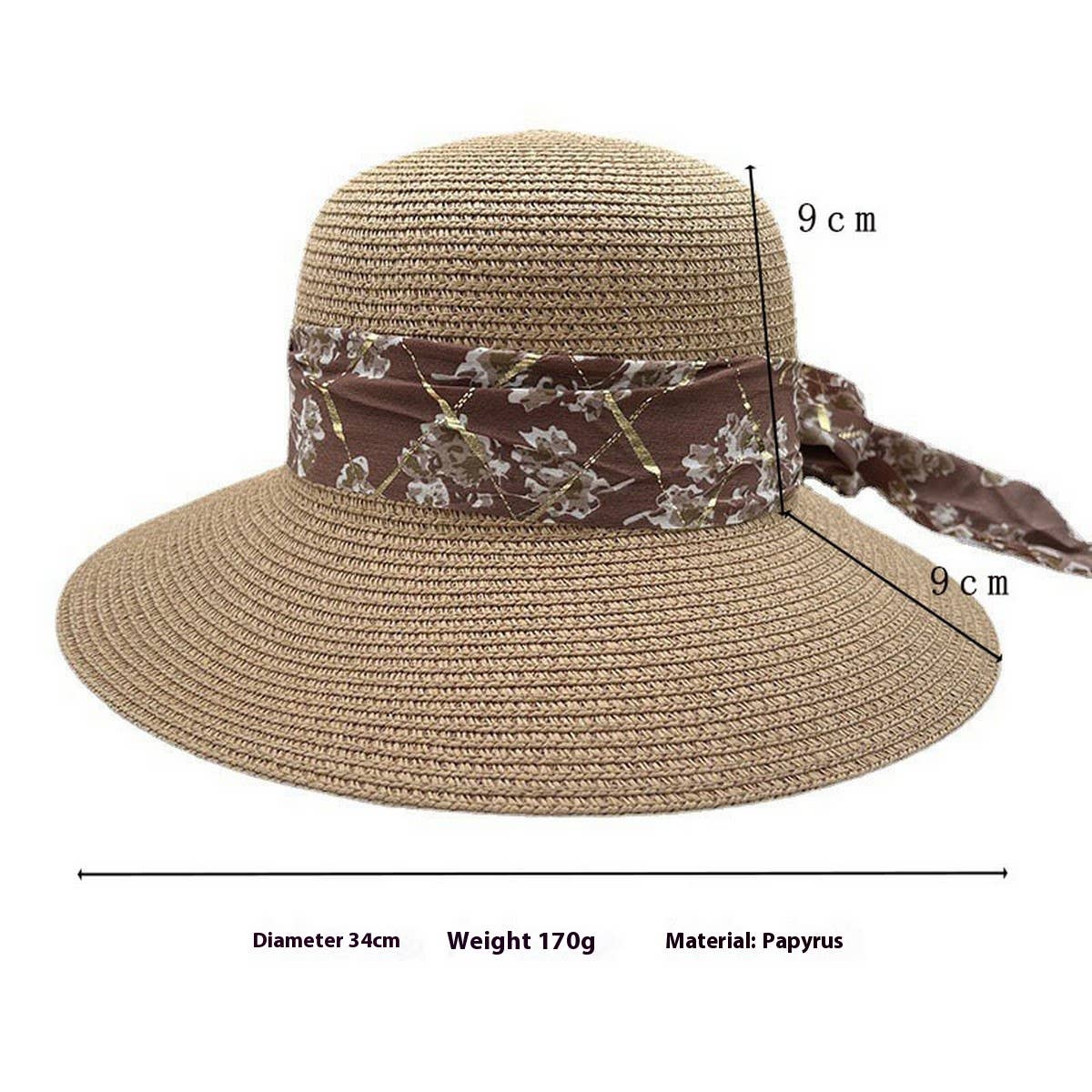 Summer outdoor fashion floral bow straw hat_CWAH3437