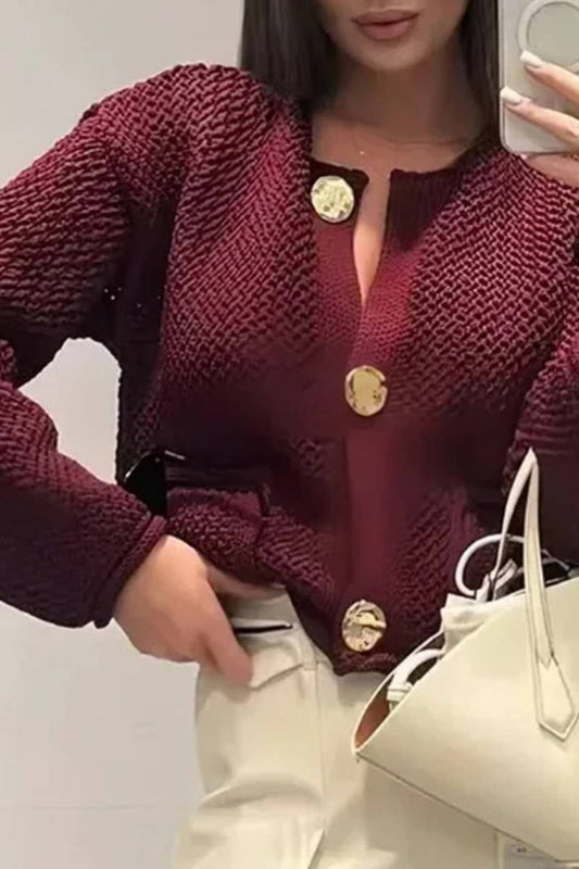 CWOCAL2290_CASUAL SOLID COLOR LONG SLEEVE KNIT CARDIGAN